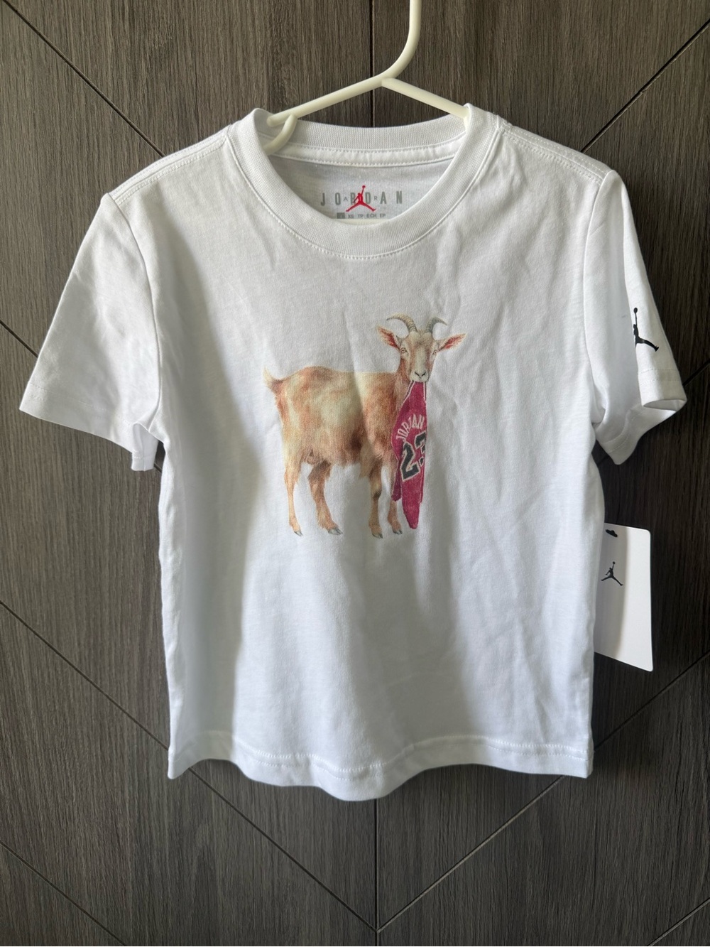Jordan White Short-Sleeve Tee with Goat Graphic